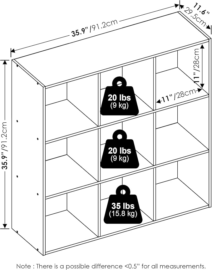 Furinno PELLI Closet Organizers and Storage, 9-Cube Closet Organizer, Open Shelf Closet Storage, for Wardrobe, Bedroom, Livin