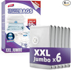 TAILI 6 Pack Vacuum Storage Bags, XXL Jumbo (47x39 Inch), Vacuum Sealed Bags for Comforter and Blankets, Bedding, Clothing, G