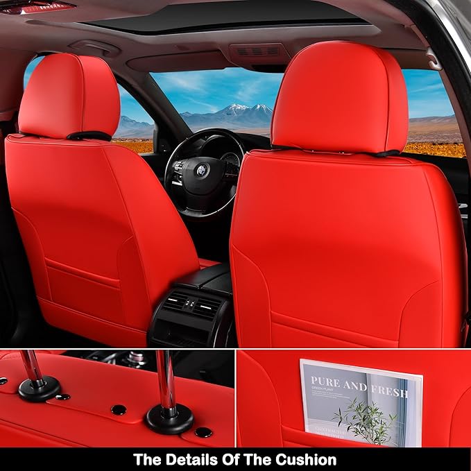 Coverado Seat Covers, Car Front Seat Covers with Backrest, Nappa Leather Car Seat Protectors,Waterproof &Breathable,Anti-Slip