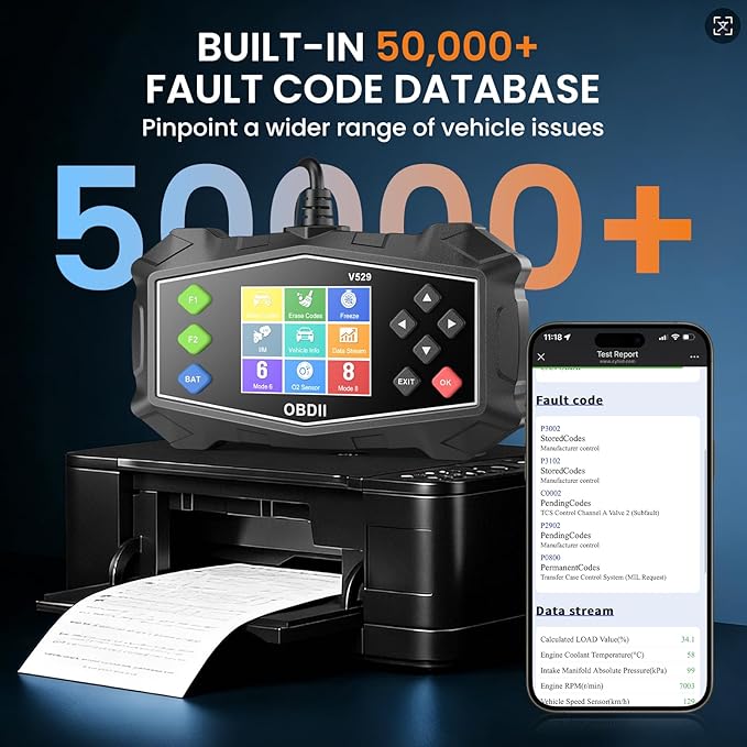 OBD2 Scanner Diagnostic Tool, Code Reader for Check Engine Light with Battery Test, EVAP System(Mode 8), O2 Sensor & I/M
