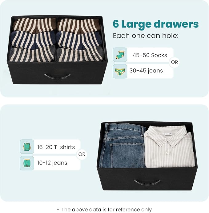 DUMOS 8 Drawer Dresser for Bedroom, Fabric Storage Organizer with Sturdy Metal Frame, Wooden Top Chest of Drawers for Closet 