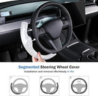 Steering Wheel Cover for Tesla Model 3 (2017-2023) / Model Y (2020-2024),Anti-Slip,Comfortable Grip, Breathable,Customized for Tesla Model 3/Y Accessories,Bright White