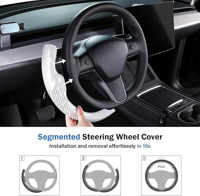 Steering Wheel Cover for Tesla Model 3 (2017-2023) / Model Y (2020-2024),Anti-Slip,Comfortable Grip, Breathable,Customized for Tesla Model 3/Y Accessories,Bright White