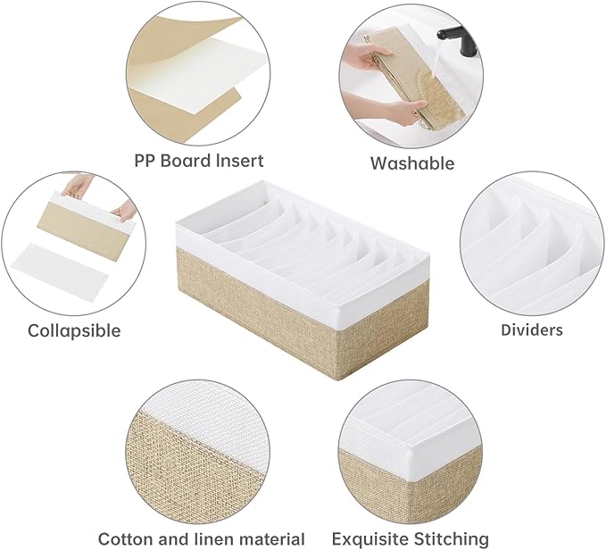 4 Packs T-shirt Drawer Organizers for Clothing,10 Grids Compartment Wardrobe Storage Box, Clothes Organizer for Folded Clothe