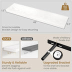 Fun Memories 48 Inch Floating Shelves in White, 9.3 Inch Deep Floating Shelf for Bathroom Living Room Kitchen, Rusitc Wall Mo