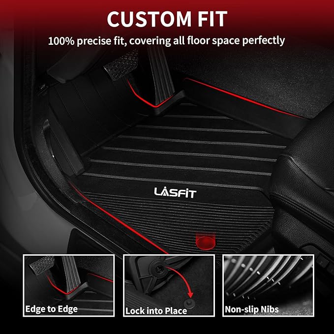 LASFIT Floor Mats Fit for BMW X3 2018-2024/ BMW X4 2019-2024, Custom Fit TPE All Weather Waterproof Floor Liners Front & Rear Rows Car Mats for 30i M40i 30e M40i xDrive30i, Black
