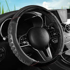 5D Honeycomb Black Car Steering Wheel Cover,14.5-15 Inch Universal Carbon Fibre Leather Covers Breathable Anti-Slip Odorless 