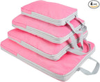 COVAX 4 Set Compression Packing Cubes, Travel Luggage Organizers and Storage Packing Cubes (Pink)