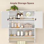 Iwell Bathroom Wall Cabinet, Over The Toilet Storage Cabinet with Towel Rack & Adjustable Shelf, Medicine Cabinet for Bathroo