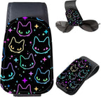 Sunglasses Holder for Car Visor, PU Leather Glasses Clip Organizer, Cute Magnetic Eyeglass Holder for Vehicle Sun Visor, Car Interior Accessory for Women & Men Neon Outline Cat