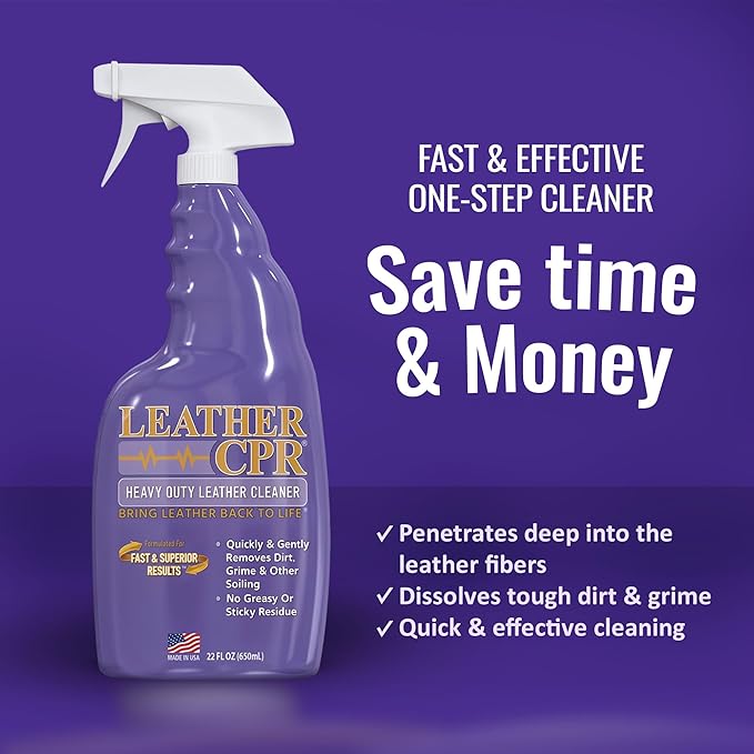 Leather CPR Heavy Duty Leather Cleaner 22oz - Car Interior Cleaner For Heavy Dirt & Grime, Heavily Soiled Furniture Leather C