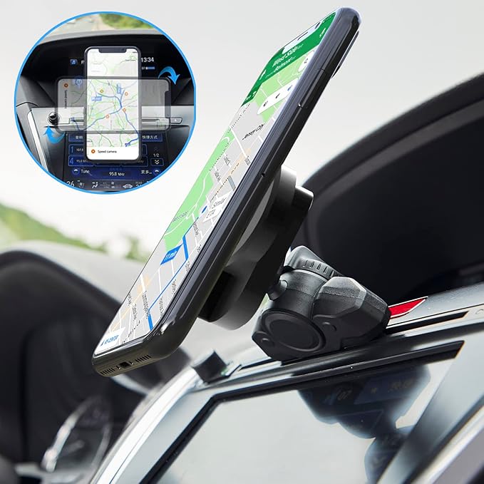 CD Slot Car Grips Phone Holder,CD Slot Phone Holder for Grip/Socket,Car Mount for Pop Socket Compatible with Magsafe Wallet, Black