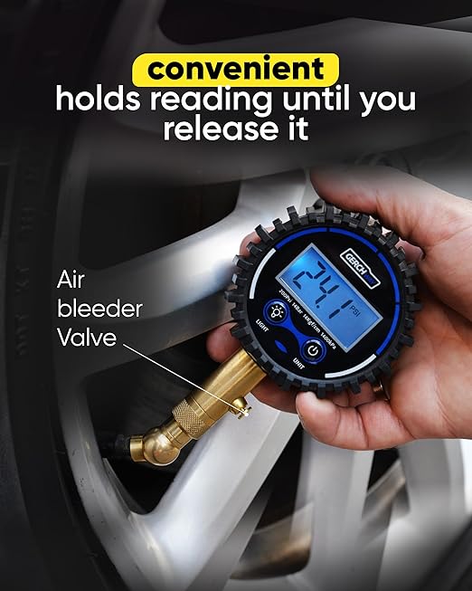 Digital Tire Pressure Gauge for Cars - Accurate Air Pressure Gauge for Tires with 360° Swivel Chuck - 200 PSI