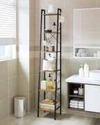 Hzuaneri Ladder Shelf, Bookshelf Bookcase, Freestanding Corner Storage Shelve with 2 Hooks for Home Office, Living Room, Kitc