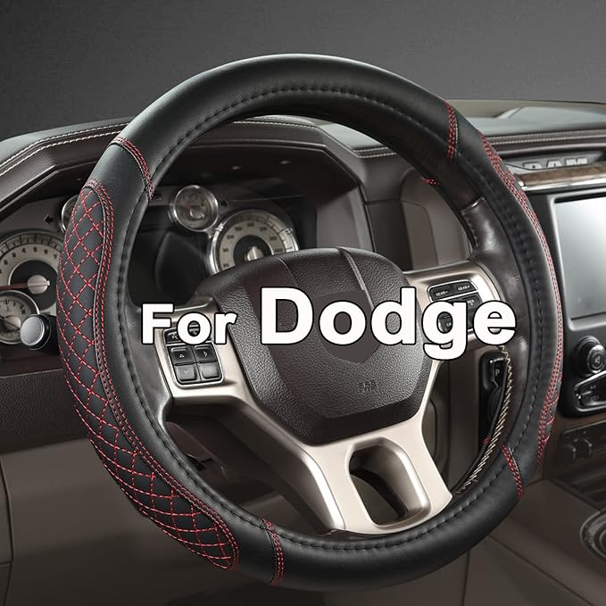 West Llama Customized Auto Car Steering Wheel Cover for Dodge 1989-2011 RAM 1500 2500 3500, Charger, Durango, Challenger (Dia