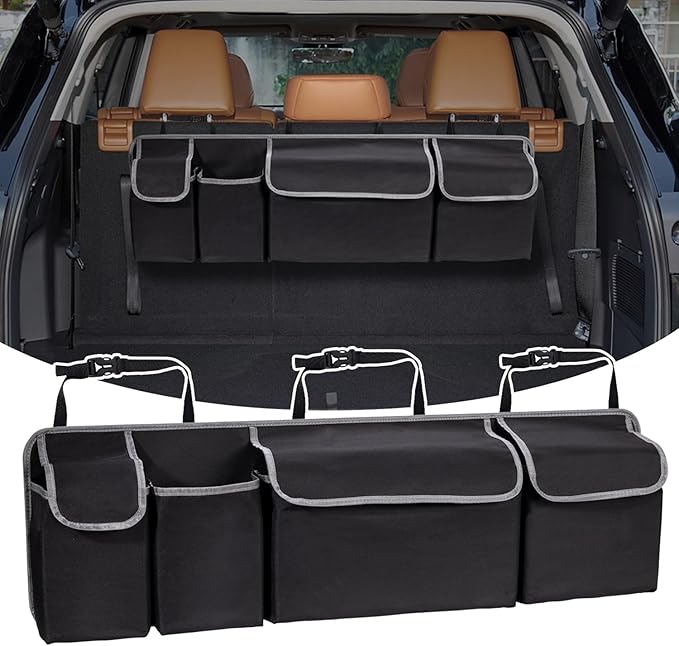 Trunk Organizer - Car Organizer, Car Trunk Organizer, Large Capacity Backseat Trunk Organizers, Collapsible Car Storage Bag wit