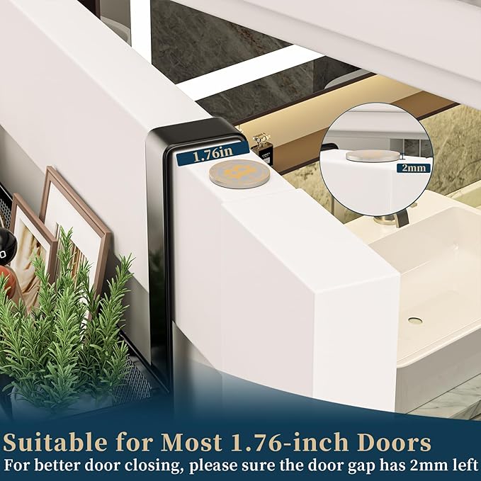 Consumest Over The Door Hooks Organizer - Over Door Hanger with 16 Hooks & 2 Baskets for Hanging Coat, Clothing, Towel, Back 