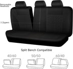 CAR PASS Car Seat Covers Full Sets, Front & Split Rear Bench for Car, 3D Tyre Embossed Automotive Interior Covers, Airbag Com