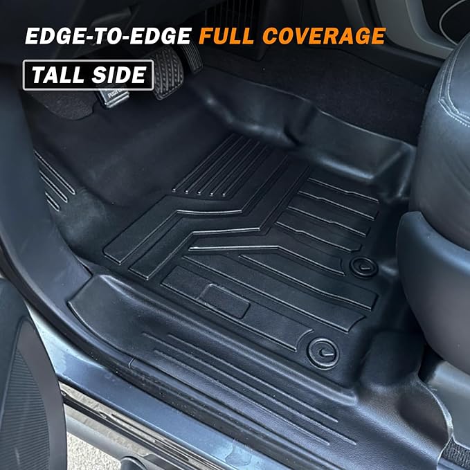 KUST Floor Mats for 2014-2021 Toyota Tundra Double Cab/Crew Max Cab, All Weather TPE Rubber Floor Liners for Tundra Accessories Front Rear 2 Row High Side