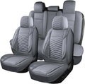 Nappa Leather Car Seat Covers Full Set, Gray Car seat Protector 5 Seats, Waterproof Car Seat Cushion, Universal Automotive Se