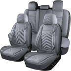 Nappa Leather Car Seat Covers Full Set, Gray Car seat Protector 5 Seats, Waterproof Car Seat Cushion, Universal Automotive Se