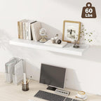 Fun Memories 12 Deep Floating Shelves, 40W x 12D Floating Shelves for Wall Set of 2, Extra Deeper Hanging Wood Shelves for Wa