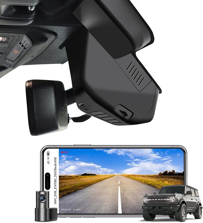 Front 4K & Rear 1080 Dash Cam Fit for Ford Bronco 2025 2026(Model B), Does Not Fit Ford Bronco Sport, WiFi & App, 128GB Card