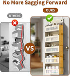 Over The Door Organizer with 5 Large Pockets, Over the Door Storage 10 Side Pocket 44 lb Load Behind Door Storage, Closet Doo