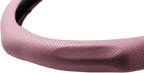 Quick Install Sporty Perforated Pink Nappa Leather Steering Wheel Cover with Black Stripe Universal fit 14½" to 15" Car SUV Pickup Pink for Wife