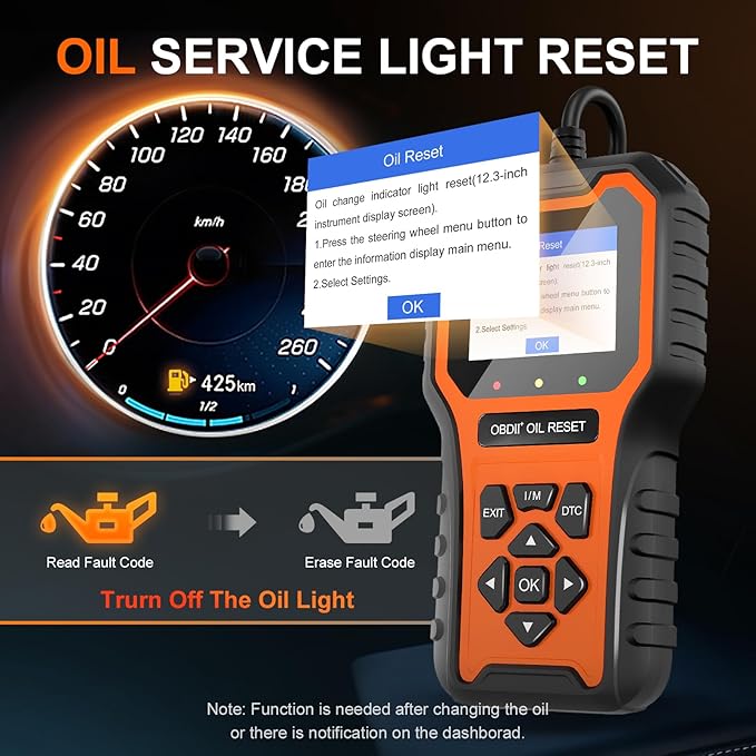OBD2 Scanner, Code Reader OBDII Scan Tool for Check Engine Light/Oil Light Reset, Fast and Accurate Fault Diagnostic Scan Tool