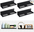 Therwen 4 Pack Magnetic Pegboard Shelves Wall Organizer Metal Pegboard Shelf Steel Tray Accessories Organizing Tools for Craf