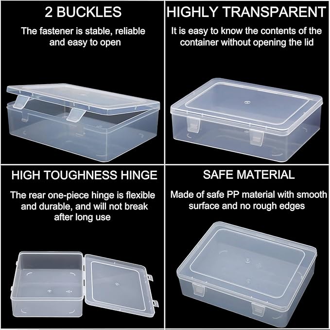 Bead Organizer Box, 30pcs Small Clear Plastic Storage Containers, Craft Storage Box Features Hinged Lid and Labels, Mini Boxe