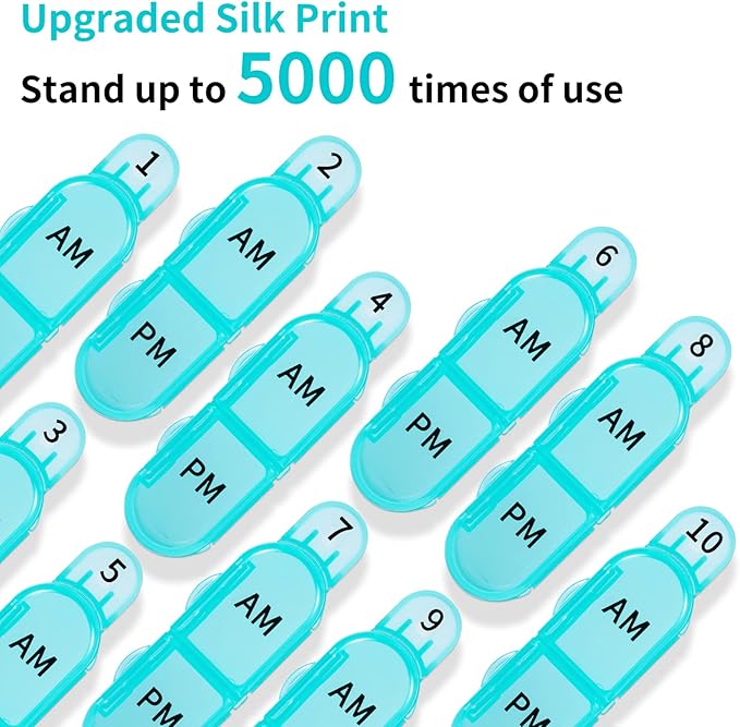 Daviky Monthly Pill Organizer 2 Times a Day, 30 Day Pill Box AM PM with Separate Container, One Month Medicine Case Twice a D