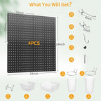 FZK Peg Board, 74PCS Metal Pegboard Wall Organizer Kit. Heavy Duty Pegboard, Peg Boards, Pegboard for Walls, Black Pegboard f