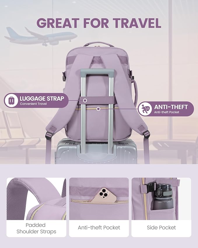 LOVEVOOK Travel Backpack for Women & Men 40L,Airline Approved Carry On Backpack Travel Essentials,TSA Carry on Luggage,Waterp
