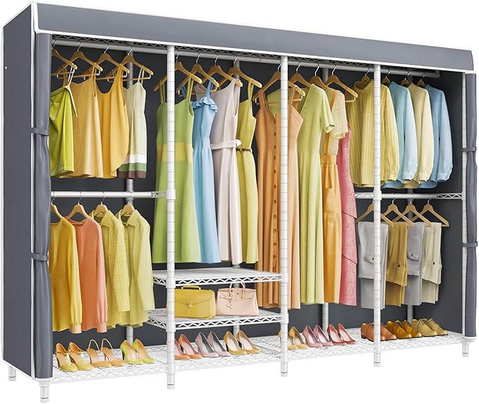 VIPEK V40C Plus Heavy Duty Clothes Rack with Upgraded Polyester Cover, Extra Large Covered Clothing Rack for Hanging Clothes 