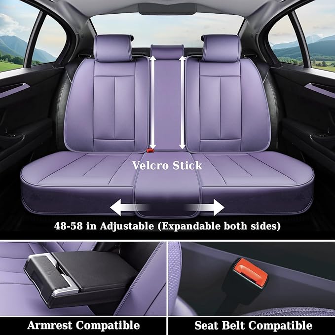 Coverado Universal Seat Covers Full Set, 5 Seats Universal Seat Covers for Cars, Waterproof NAPPA Leather Car Seat Covers wit