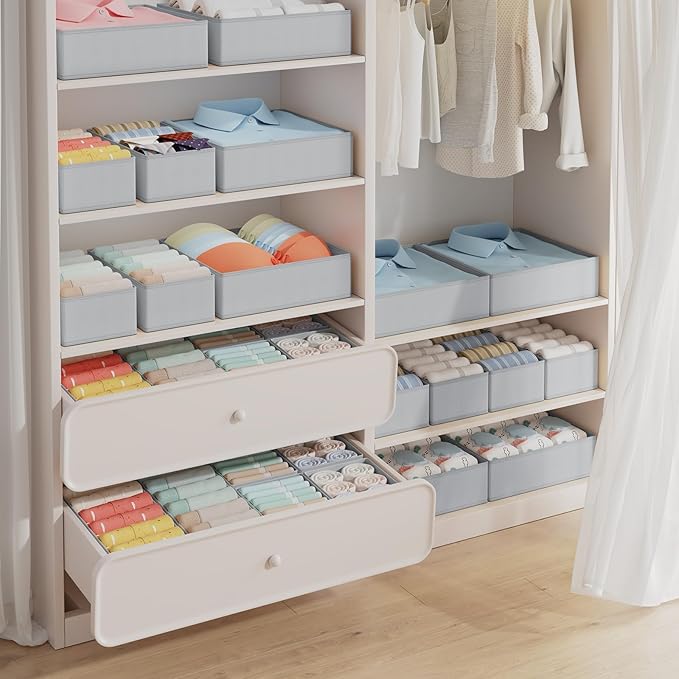 DIMJ Drawer Organizer Clothes Storage- 18 Pack Baby Dresser Organizer for Nursery, Foldable Closet Drawer Organizer Bins for 