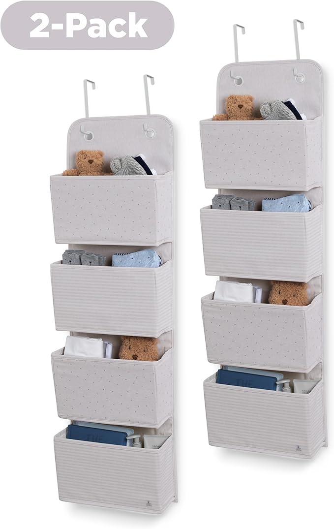 Delta Children GAP babyGap 2-Pack Over the Door Storage Organizer with 4 Pockets, Grey