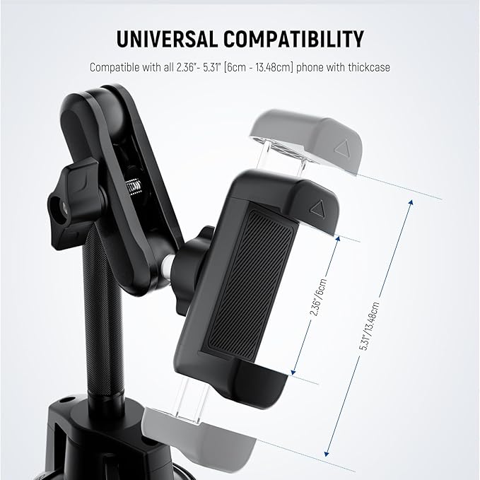 NEEWER Phone Holder for Your Car, 360° Rotating Vacuum Suction Cup Metal Cell Phone Mount Extended Magic Arm Compatible with iPhone Samsung for Windshield Skylight Navigation Video Recording, PA137