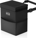 Beicarin Car Trash Can with Lid - Trash Bag Hanging with Storage Pockets Leak-Proof Organizer Collapsible and Portable Waterproof Garbage Bin, 2.2 Gallons Multipurpose Trash Bin for Car