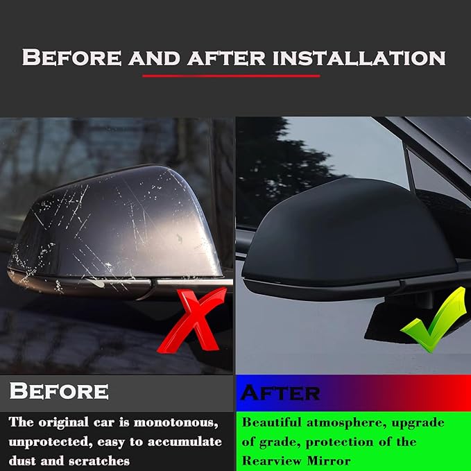YHCDSEA Rearview Mirror Guard Cover for Tesla Model Y, Side Mirror Cover Exterior Accessories fit for Model Y 2024 2023 2022 2021 (Matt Black)