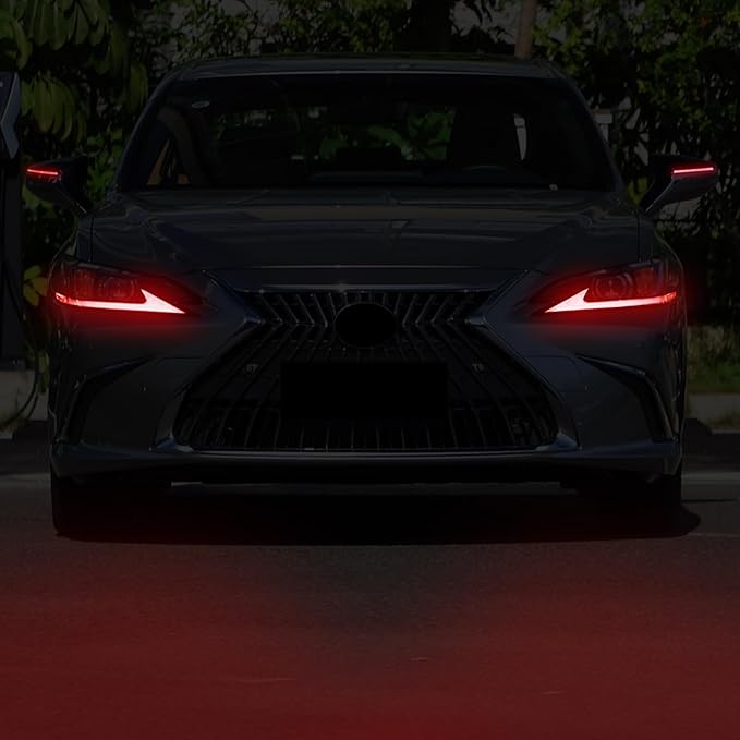 TOMALL 2 Pair Headlight Daytime Running Light Rearview Mirror Light Vinyl Films Smoke Tint Compatible with Lexus 2018-2020 Light Transmission Tint Wrap Exterior Sticker Decorations Trim (Red)