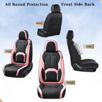 Coverado Seat Covers, Car Seat Covers Front Seats, Nappa Leather Seat Covers for Cars, Waterproof Car Seat Protector with Lum