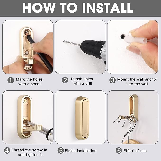 Dntorx Folding Wall Hooks, 4 Pcs Foldable Gold Coat Hooks Heavy Duty Foldable Hook Bathroom Towel Hooks Robe Hooks Wall Mount