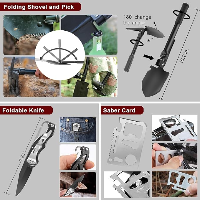 Gifts for Men Christmas - 118-in-1 Survival Kits - Military-Grade Survival Gear for Outdoor Adventures, Disaster Preparedness