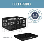 CleverMade Collapsible Utility Crates 45L (3 Pack) – Foldable Plastic Crates with Heavy Duty 66 lb Capacity, Collapsible Crat