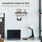 Nekon Key Holder for Wall, 11.8" W x 3.5" H x 2.8" D Decorative Key Organizer with Floating Shelf, Wall Mount Key Rack with 5