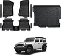 Floor Mats for Jeep Wrangler JL Gas 2018-2025 2026, All Weather Floor Mats Trunk Cargo Liner and Door Sill Guards Accessories (Fit 4-Door Unlimitied)