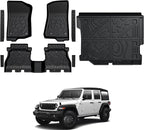 Floor Mats for Jeep Wrangler JL Gas 2018-2025 2026, All Weather Floor Mats Trunk Cargo Liner and Door Sill Guards Accessories (Fit 4-Door Unlimitied)